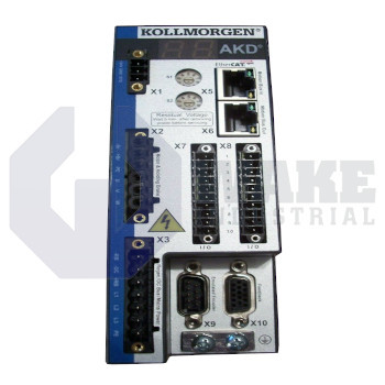 AKD-P00606-NBCC-0000 | The AKD-P00606-NBCC-0000 is manufactured by Kollmorgen as part of the AKD Servo Drive Series. These drives are fast, and flexible drives with features such as a drive continous output power of 2000 Watts and a rated supply voltage of 120/240 V. As well as, Rated output current of 6 A and a peak output current of 18 A. AKD drives offer the greatest output in a compact body. | Image