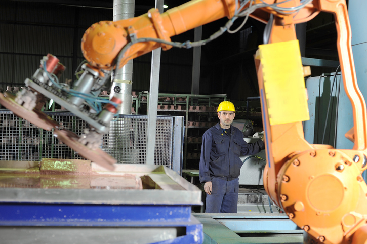 Operating huge industrial mixing machine