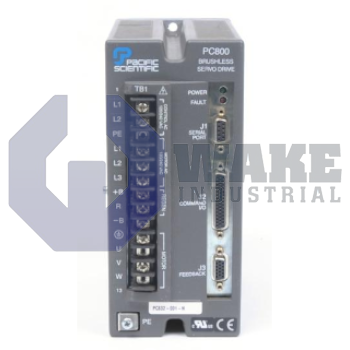 CU832-001 | PC/PCE800 Series Servo Drive manufactured by Pacific Scientific. This Servo Drive features a Power Level of 2.7A RMS cont. @ 25-40 degrees C, 5.3A RMS peak along with a Command Interface Designation of RS-232/485, +/-V dc, Step/Dir., Indexing. | Image