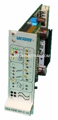EEA-PAM-561-C-32 | EEA-PAM-561-C-32 Power Amplifier Card Series manufactured by Vickers. This EEA-PAM-561-C-32 Card is For Proportional Valve KFDG5V-5/7 and has a Power Supply Nominal Voltage of 24V DC x 50W. | Image