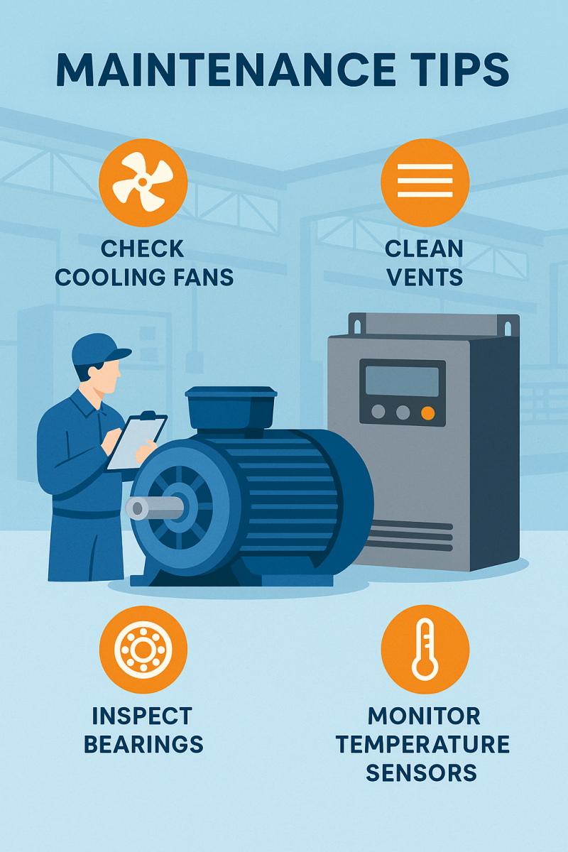Maintenance Tips: Check Cooling Fans, Clean Vents, Inspect Bearings, Monitor Temperature Sensors