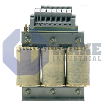 HNL01.1E-0230-N0202-A-480-NNNN | The HNL01.1E-0230-N0202-A-480-NNNN Mains Choke from Bosch Rexroth works in harmony with Converters and feeding supply units to achieve higher continuous power in the DC bus. These mains chokes will also reduce harmonics in the line current, preventing interfering system perturbations. | Image