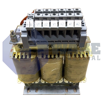HNL01.1R-0180-N0065-A-480-S125 | The HNL01.1R-0180-N0065-A-480-S125 Mains Choke from Bosch Rexroth works in harmony with Converters and feeding supply units to achieve higher continuous power in the DC bus. These mains chokes will also reduce harmonics in the line current, preventing interfering system perturbations. | Image