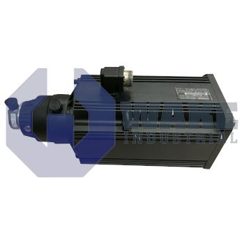 MAC112C-0-HD-2-C-180-A-2-S019 | MAC Permanent Magnet Motor manufactured by Rexroth, Indramat, Bosch. This motor has a power connecter on Side A. This motor also includes a Incremental Encoder with Standard Mounting encoder and a C blocking brake. | Image
