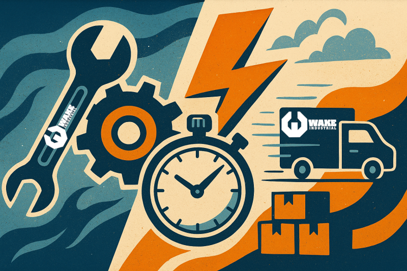 An image showing a wrench gears, a timer, ligthning bolt, and car driving fast