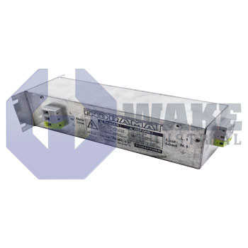 NFE01.1-230-006 | The NFE01.1-230-006 Mains Filter from Rexroth Indramat Bosch provides reduction in low-frequency disturbing signals in the mains line. The NFE01.1-230-006 model has a Nominal Current of 6,0 A, and a Nominal Voltage of AC 230 V. | Image