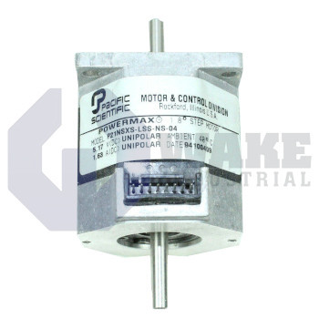 P21NSXS-LSS-NS-04 | The P21NSXS-LSS-NS-04 is manufactured by Pacific Scientific as part of the Powermax II P stepper motor series. It features a thermal resistance of 4.5 Mounted °C/Watt and rotor intertia of .012 (kg-m²x10¯³). These are the most powerful stepper motors with a holding torque of 1.78Nm and a detent torque of .12 Nm. | Image