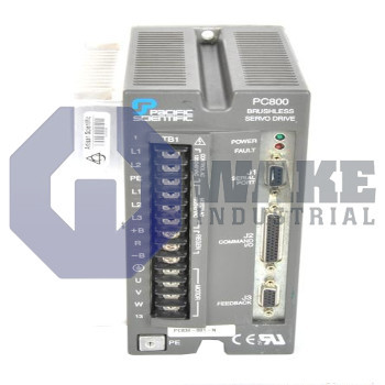 PC834-104-N | The PC834-104-N was manufactured by Kollmorgen as part of their PC800 Single Axis Servo Drive Series. This servo drive features a peak output current of 21.2 Arms and a 7.1 Arms continuous output current. The PC834-104-N also holds a maximum motor inductance of 1.25 mH and a 16 kHz output current ripple frequency. | Image