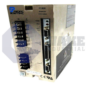 PC832-111-N-4122-11 | PC/PCE800 Series Servo Drive manufactured by Pacific Scientific. This Servo Drive features a Power Level of 2.7A RMS cont. @ 25-40 degrees C, 5.3A RMS peak along with a Command Interface Designation of RS-232/485, +/-V dc, Step/Dir., Indexing. | Image