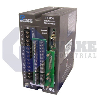 PC833-001-A | PC/PCE800 Series Servo Drive manufactured by Pacific Scientific. This Servo Drive features a Power Level of 3.6A RMS cont. @ 25-40 degrees C, 10.6A RMS peak along with a Command Interface Designation of RS-232/485, +/-V dc, Step/Dir., Indexing. | Image