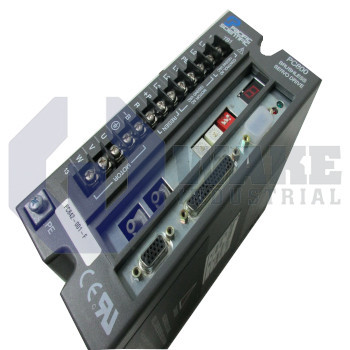 PC842-001-F | PC/PCE800 Series Servo Drive manufactured by Pacific Scientific. This Servo Drive features a Power Level of 2.7A RMS cont. @ 25-40 degrees C, 5.3A RMS peak along with a Command Interface Designation of SERCOS Network. | Image