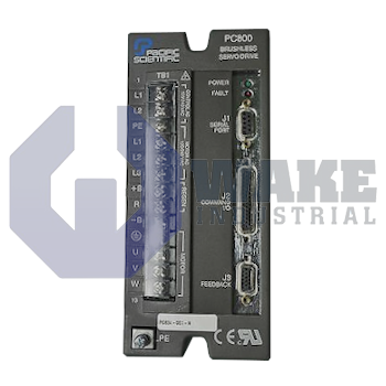 PC844-XYZ-T | PC/PCE800 Series Servo Drive manufactured by Pacific Scientific. This Servo Drive features a Power Level of 7.1A RMS cont. @ 25-40 degrees C, 21.2A RMS peak along with a Command Interface Designation of SERCOS Network. | Image