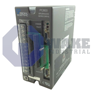 PCE843-001-T | PC/PCE800 Series Servo Drive manufactured by Pacific Scientific. This Servo Drive features a Power Level of 3.75A RMS cont. @ 40 degrees C, 7.5A RMS peak along with a Command Interface Designation of SERCOS Network. | Image