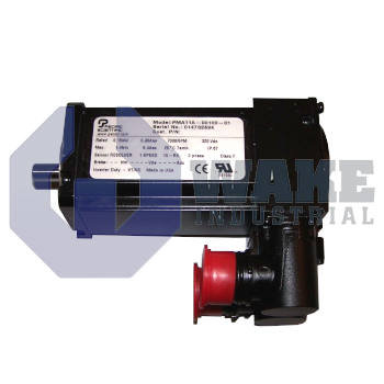 PMA11A-00100-01 | PMA Series Brushless Servo Motor manufactured by Pacific Scientific. This Brushless Servo Motor features a Winding of 240V ac max., 1.3A RMS along with a 55mm motor body square Frame Size. | Image