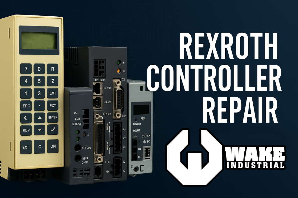 This is a banner image for Rexroth Controller repair by Wake Industrial.