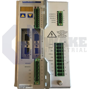 S406AM-CA | The S406AM-CA is manufactured by Kollmorgen as part of their S400 Servo Drive Series. The S406AM-CA is a Master module with a Rated DC Link Voltage  of 310-560 V. It also features a Rated Output Current of 6A rms and a Peak Output Current  of 12A rms. | Image