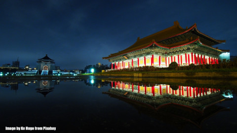 The image shows a picture of Taipei at night.