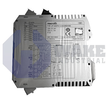 VT-MSPA1-22-A5-000-000 | The VT-MSPA1-22-A5-000-000 amplifier module is manufactured by Bosch Rexroth Indramat. This unit weighing 0.14 kg operates with 24 VDC supply voltage, < 48 W power consumption, and < 2 A current consumption. | Image