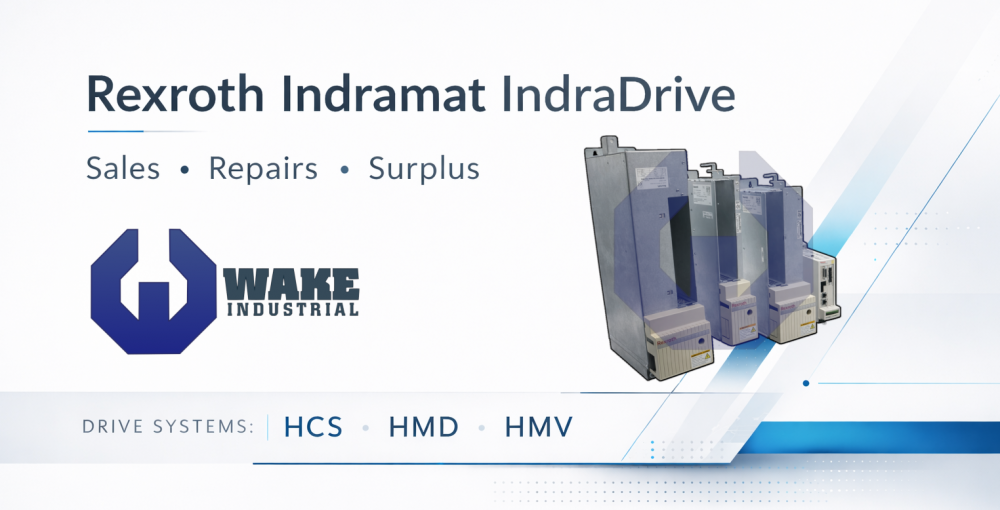 This is a buy page banner for Wake Industrial involving the IndraDrive product series from Bosch Rexroth.